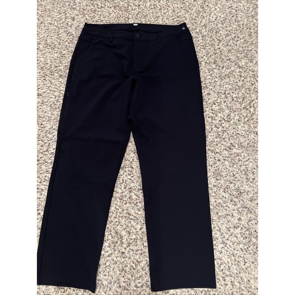 Bylt New Basics Tech Denim Everyday Pant  Men 36 Navy Blue Tapered 4 Way Stretch